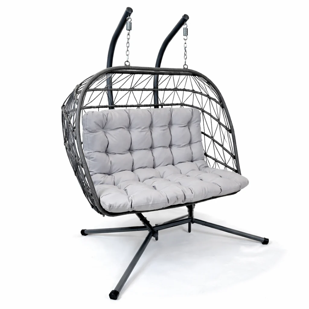 Brisbane Hanging Double Egg Chair | Grey - Image 2