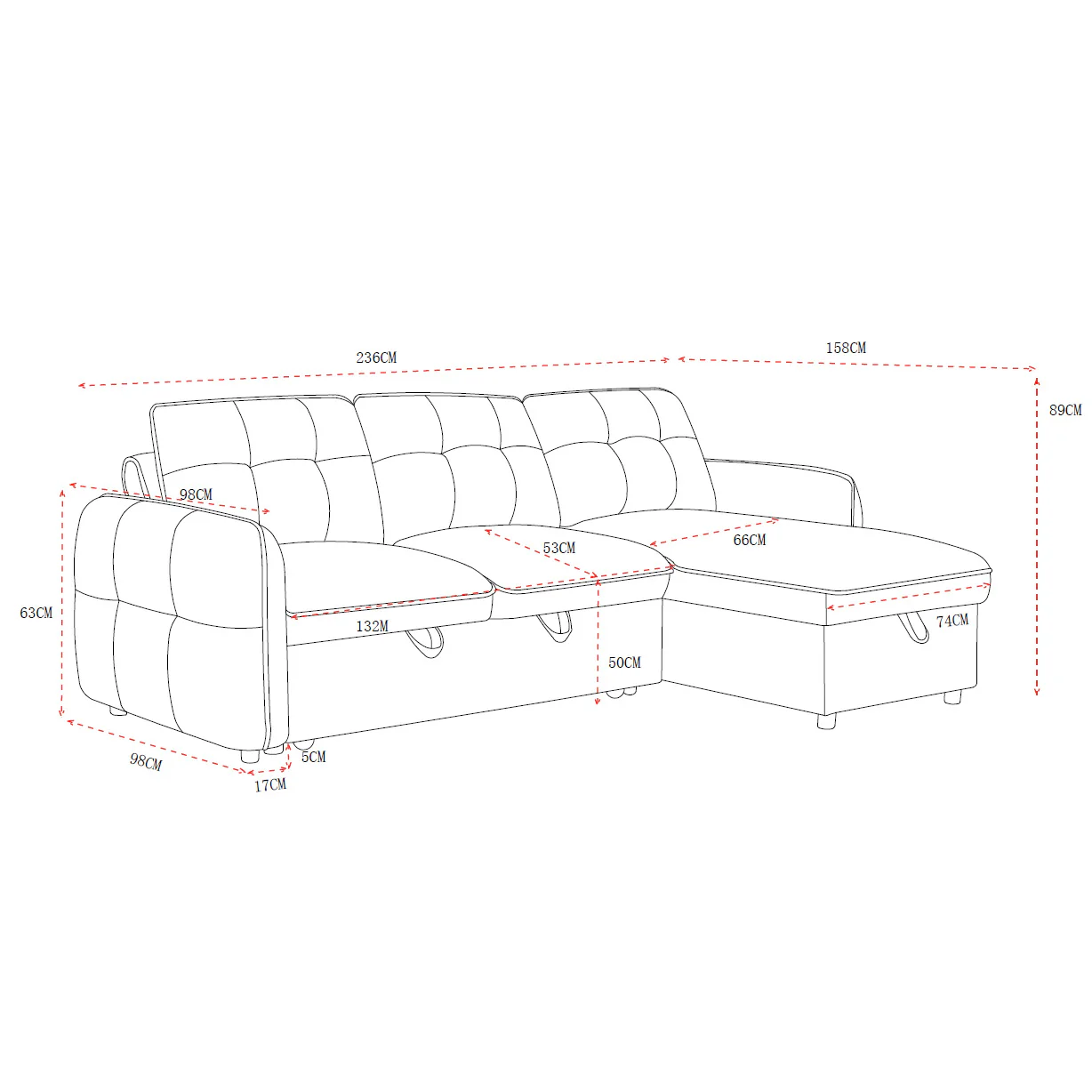 Brunswick 3 Seater Modular Pull Out Sofa Bed | Brown - Image 6