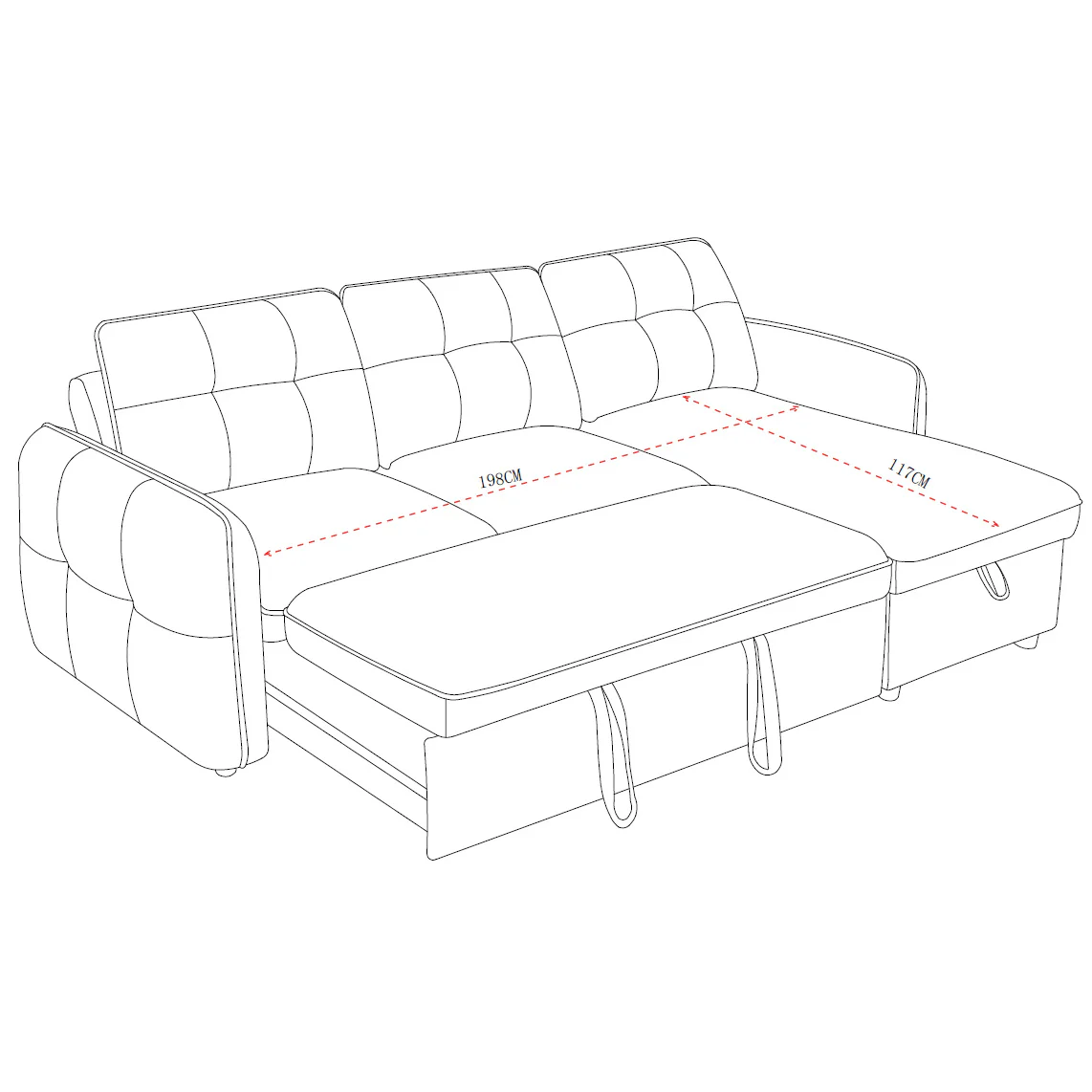 Brunswick 3 Seater Modular Pull Out Sofa Bed | Grey - Image 7
