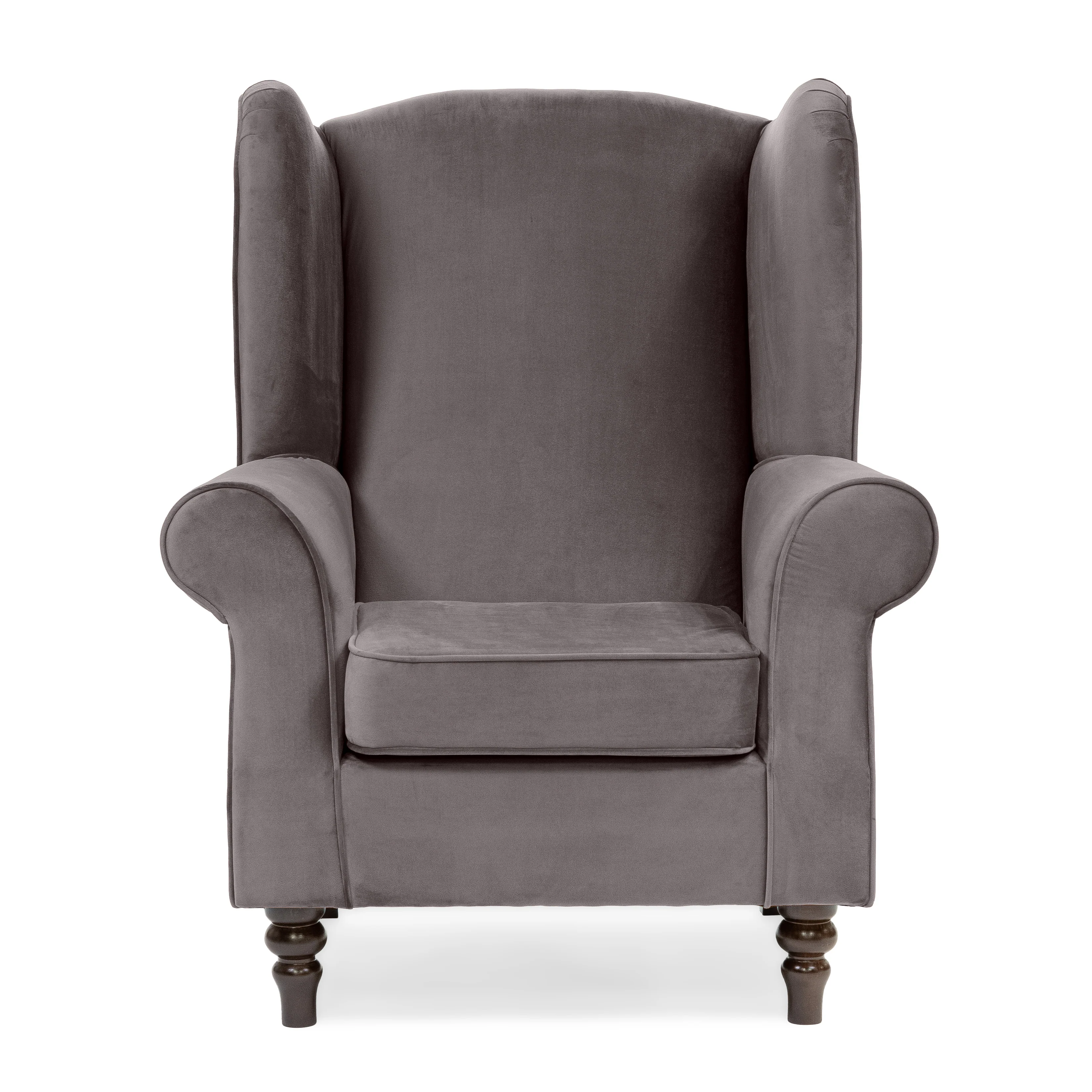 Buxton Velvet Charcoal Wingback Armchair - Image 3