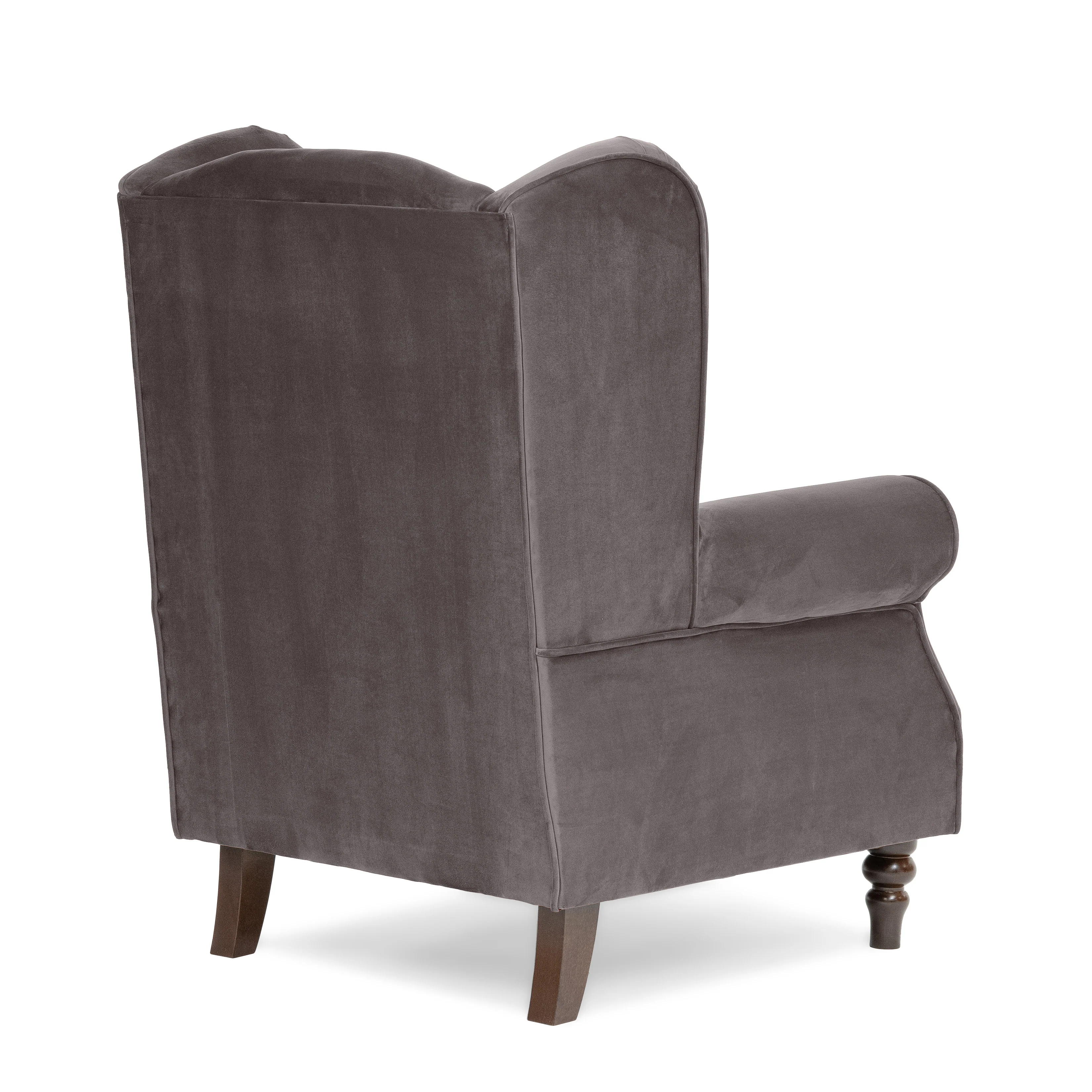 Buxton Velvet Charcoal Wingback Armchair - Image 5