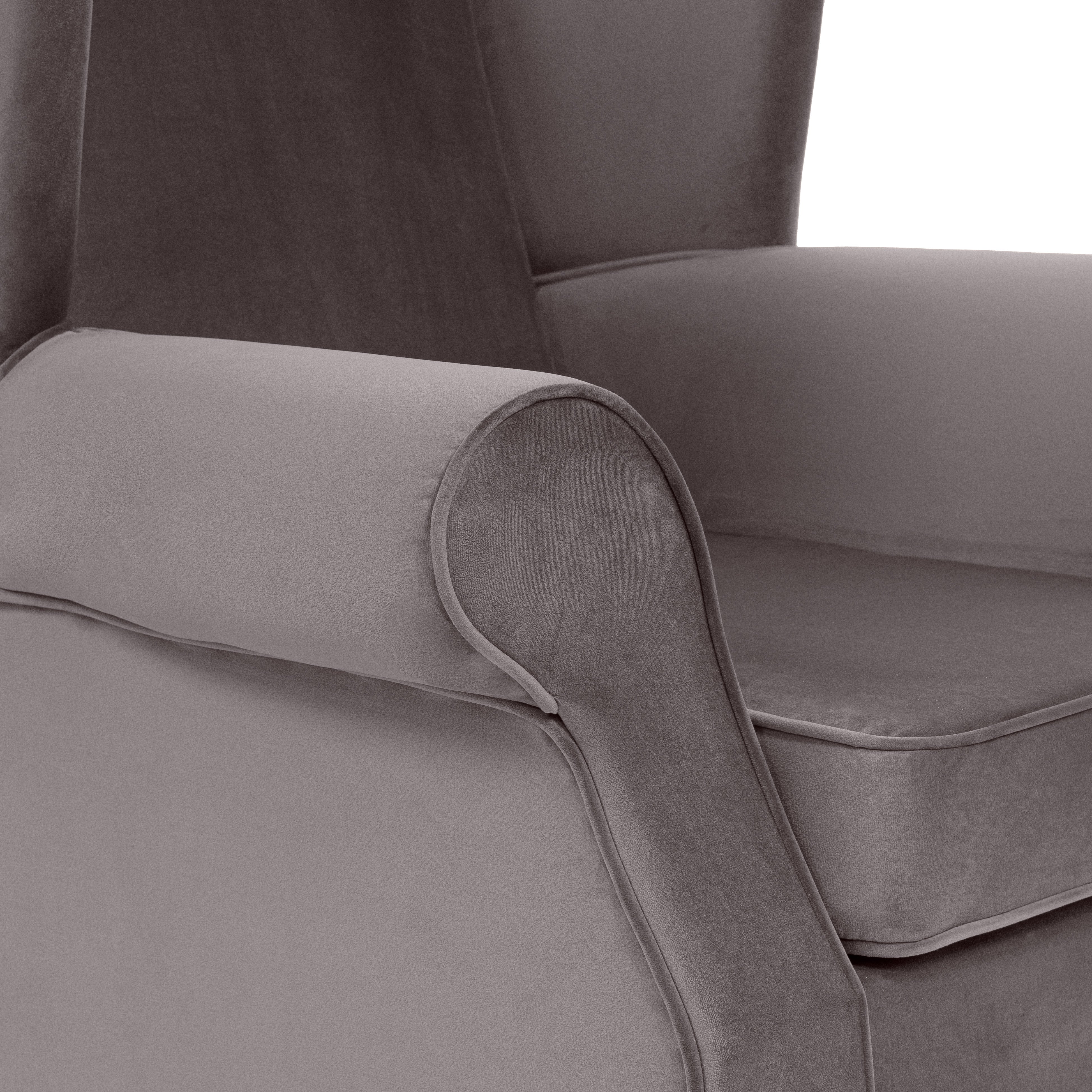 Buxton Velvet Charcoal Wingback Armchair - Image 6