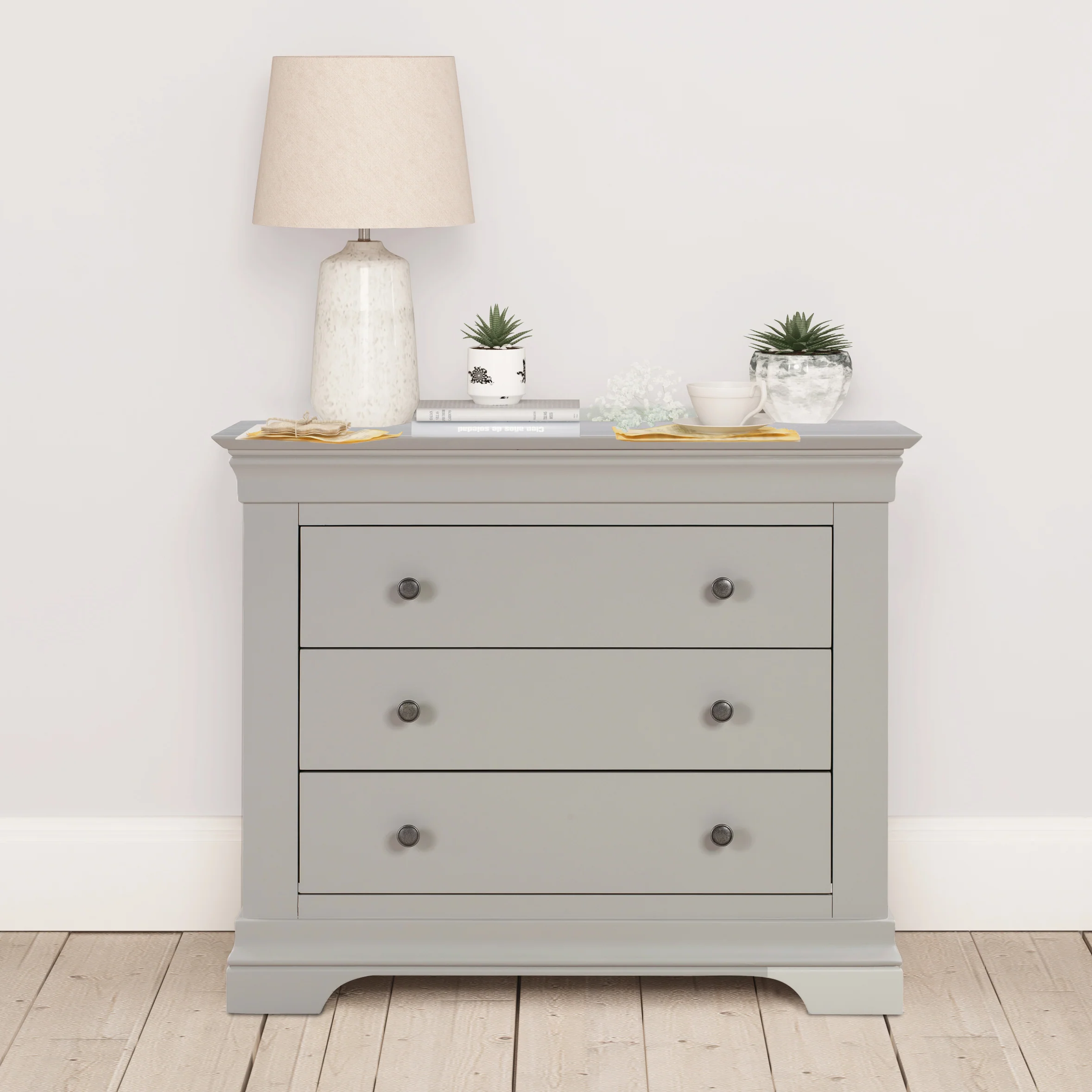 Chantilly Pebble Grey 3 Drawer Chest