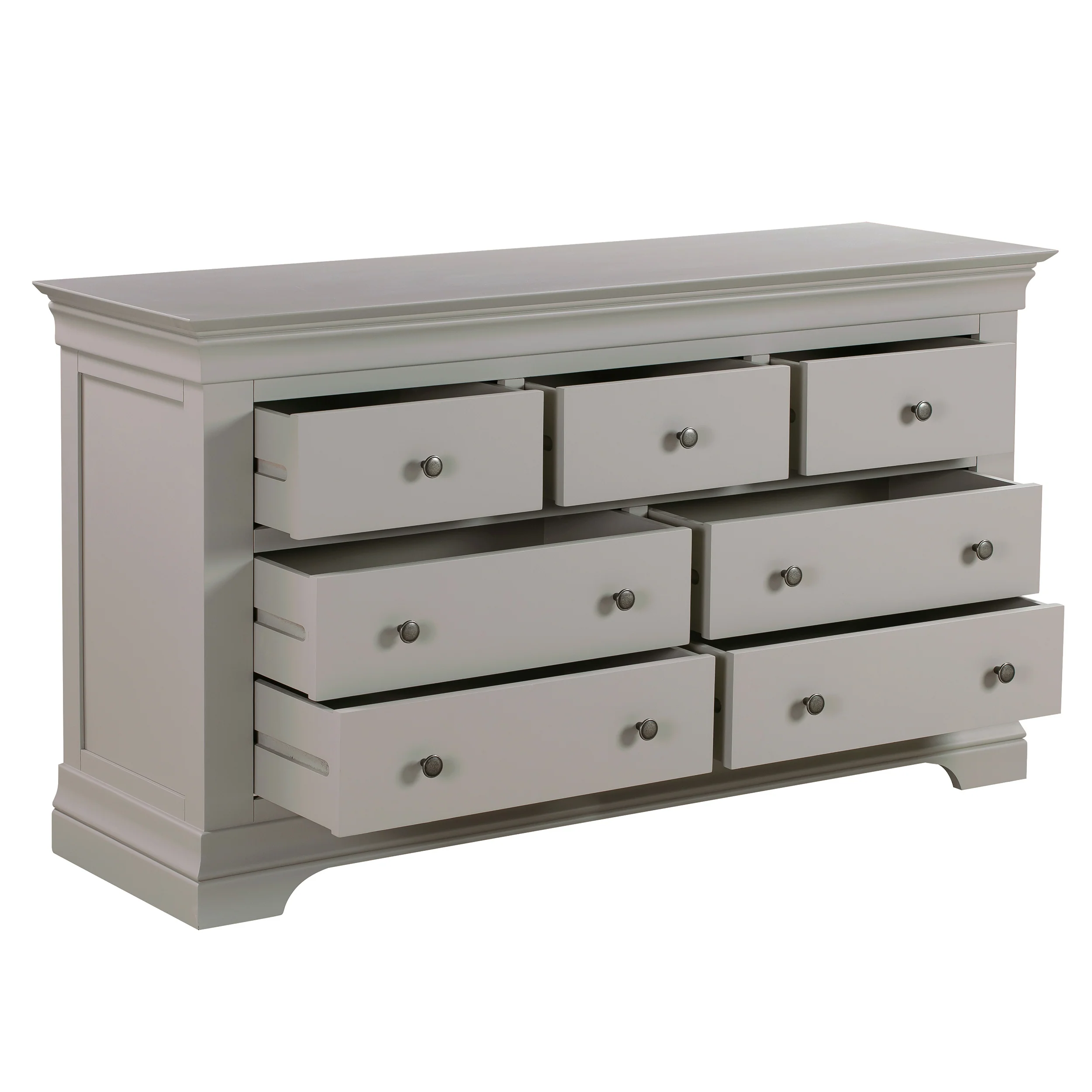 Chantilly Pebble Grey 3 Over 4 Chest Of Drawers - Image 3