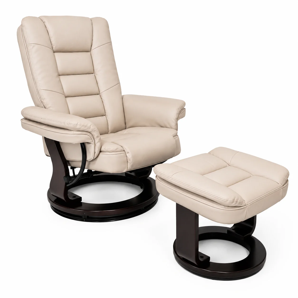 Charlton Swivel Recliner & Footstool | Beige - Image 2