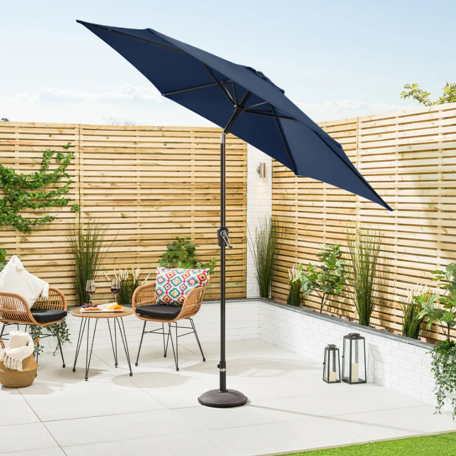 Crank & Tilt 2.7m Garden Parasol | Navy - Image 2