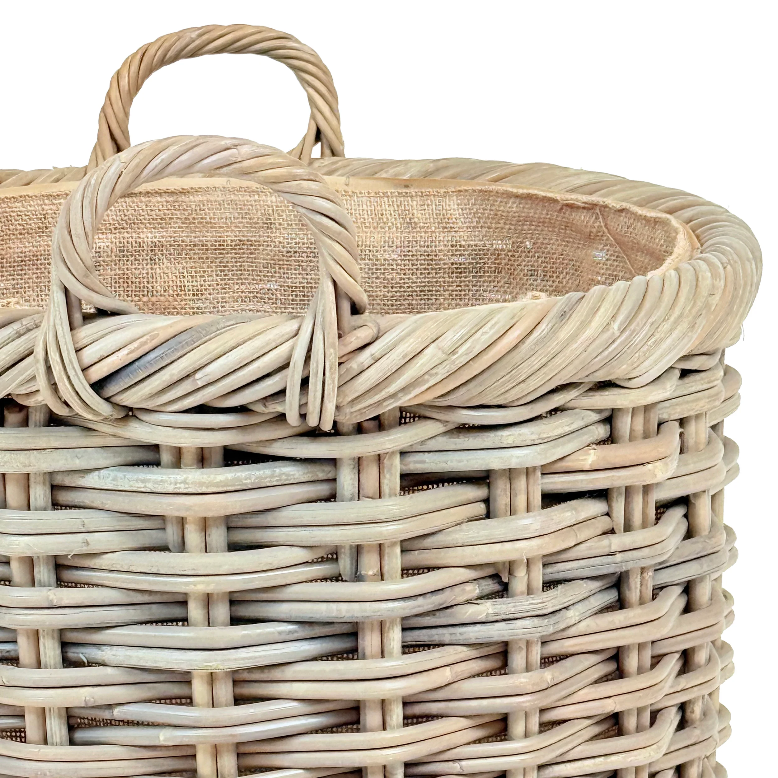 Double Weave Rattan Round Log Basket | Small - Image 4