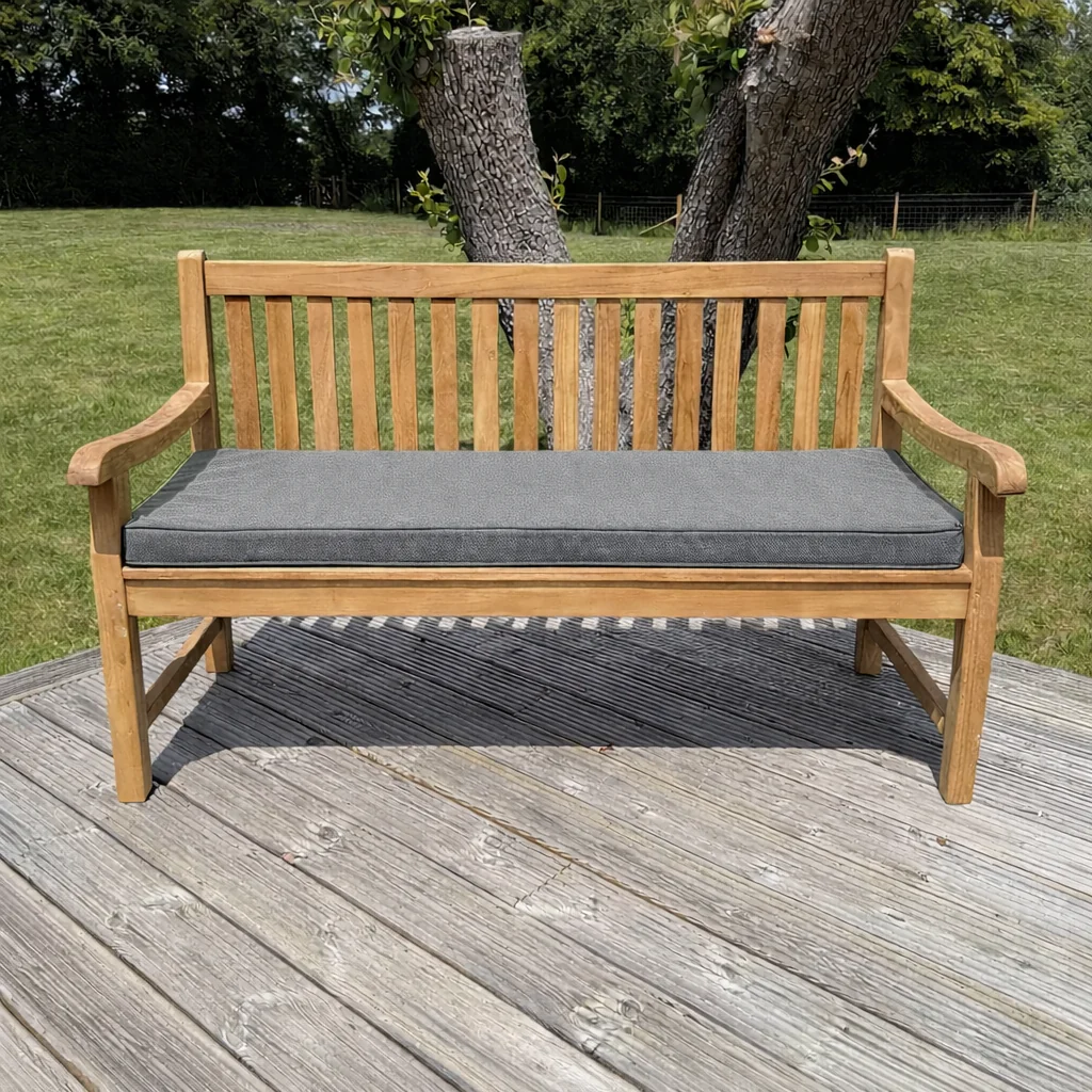 Hampton Medium Teak Classic Garden Bench With Cushion - Image 2