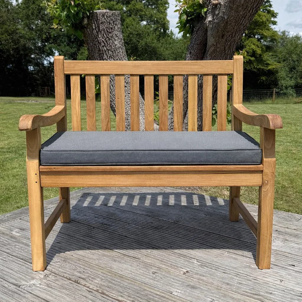 Hampton Small Teak Classic Garden Bench With Cushion - Image 2