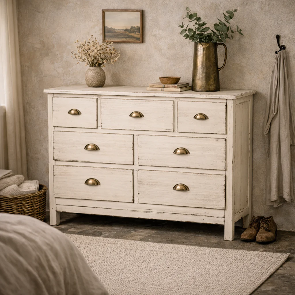 Heritage Distressed White 7 Drawer Chest