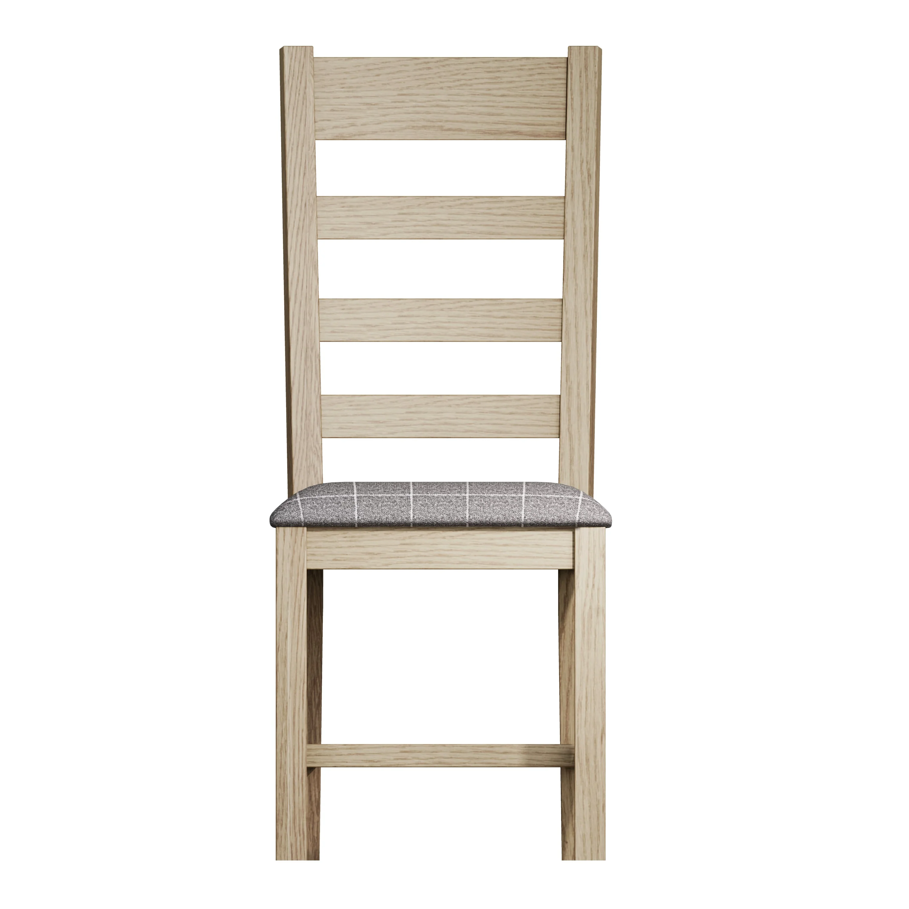 Hove Smoked Oak Ladder Back Dining Chair With Grey Check Seat - Image 3