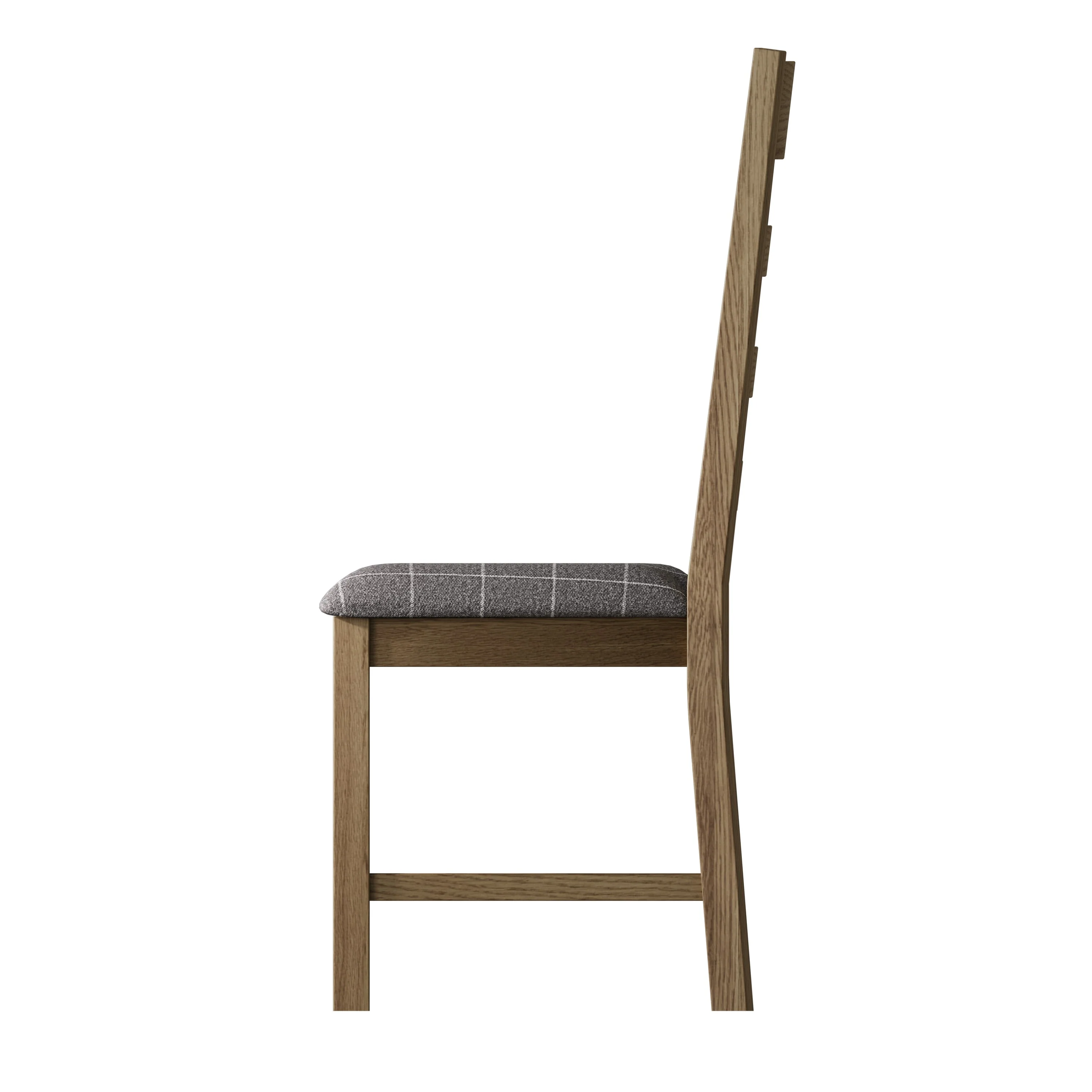 Hove Smoked Oak Ladder Back Dining Chair With Grey Check Seat - Image 4