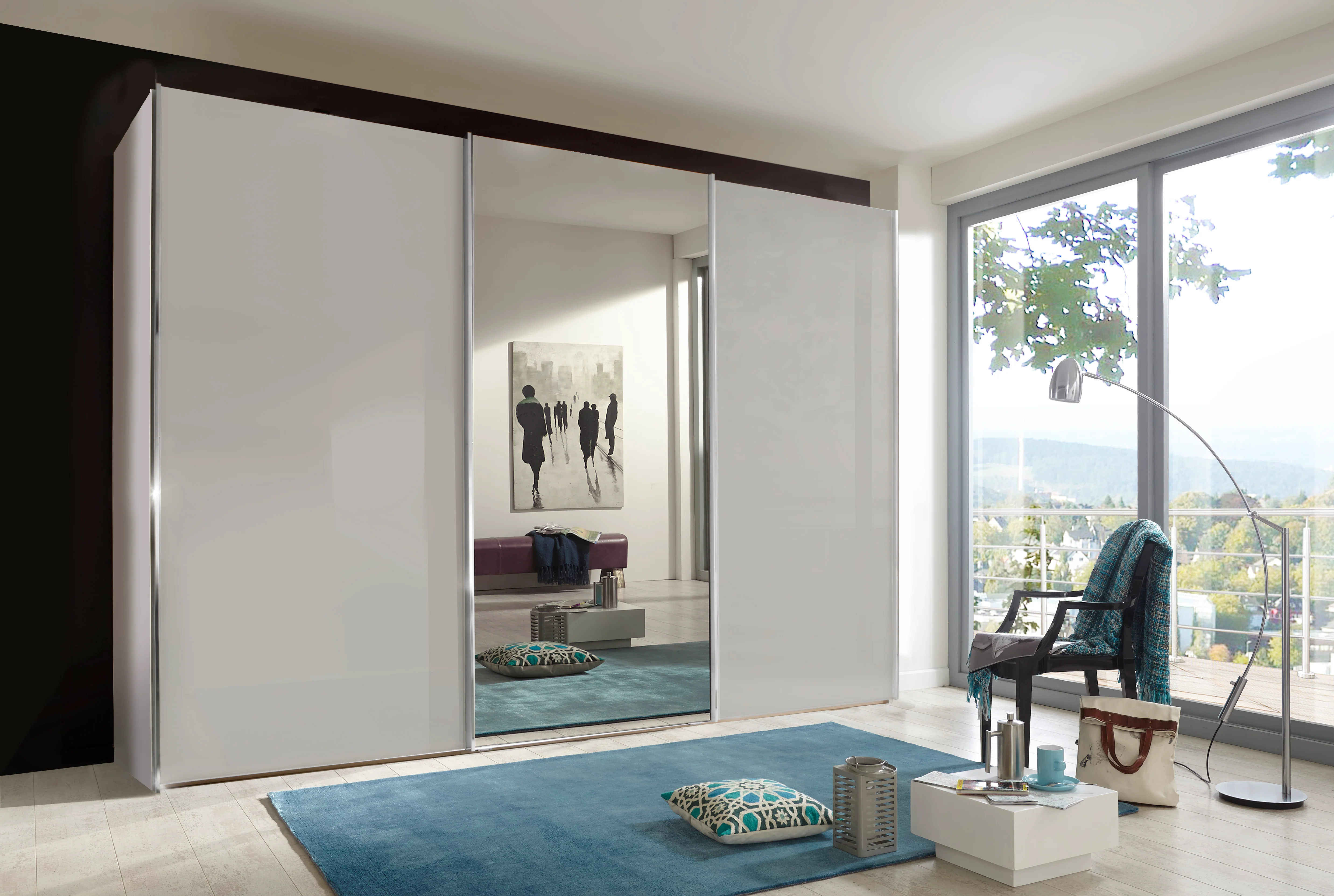 Miami Plus Wiemann 2 Door Sliding Wardrobe With Glass Door & Mirrored Door 150cm - Image 5