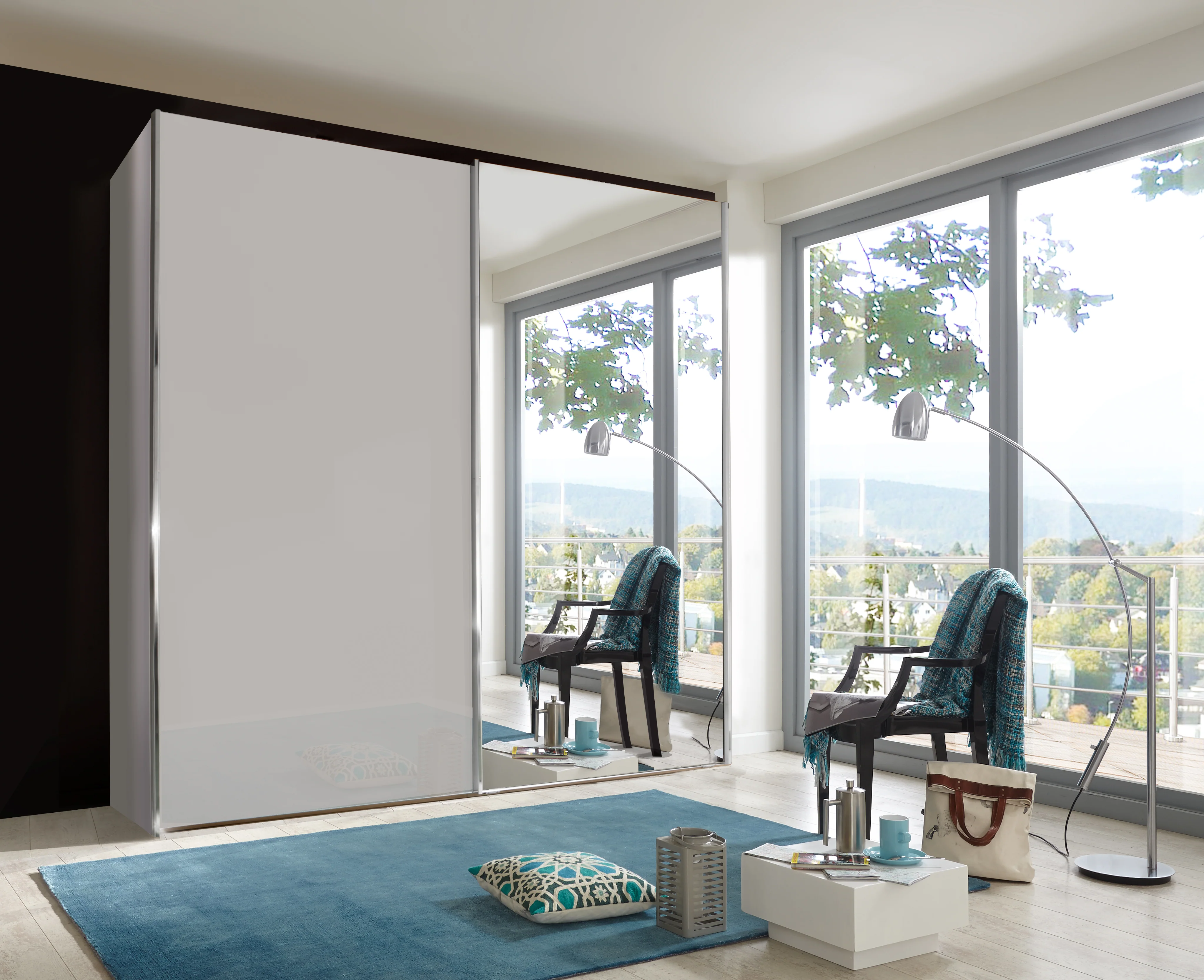 Miami Plus Wiemann 3 Door Sliding Wardrobe With Glass Door & Mirrored Door 225cm - Image 7