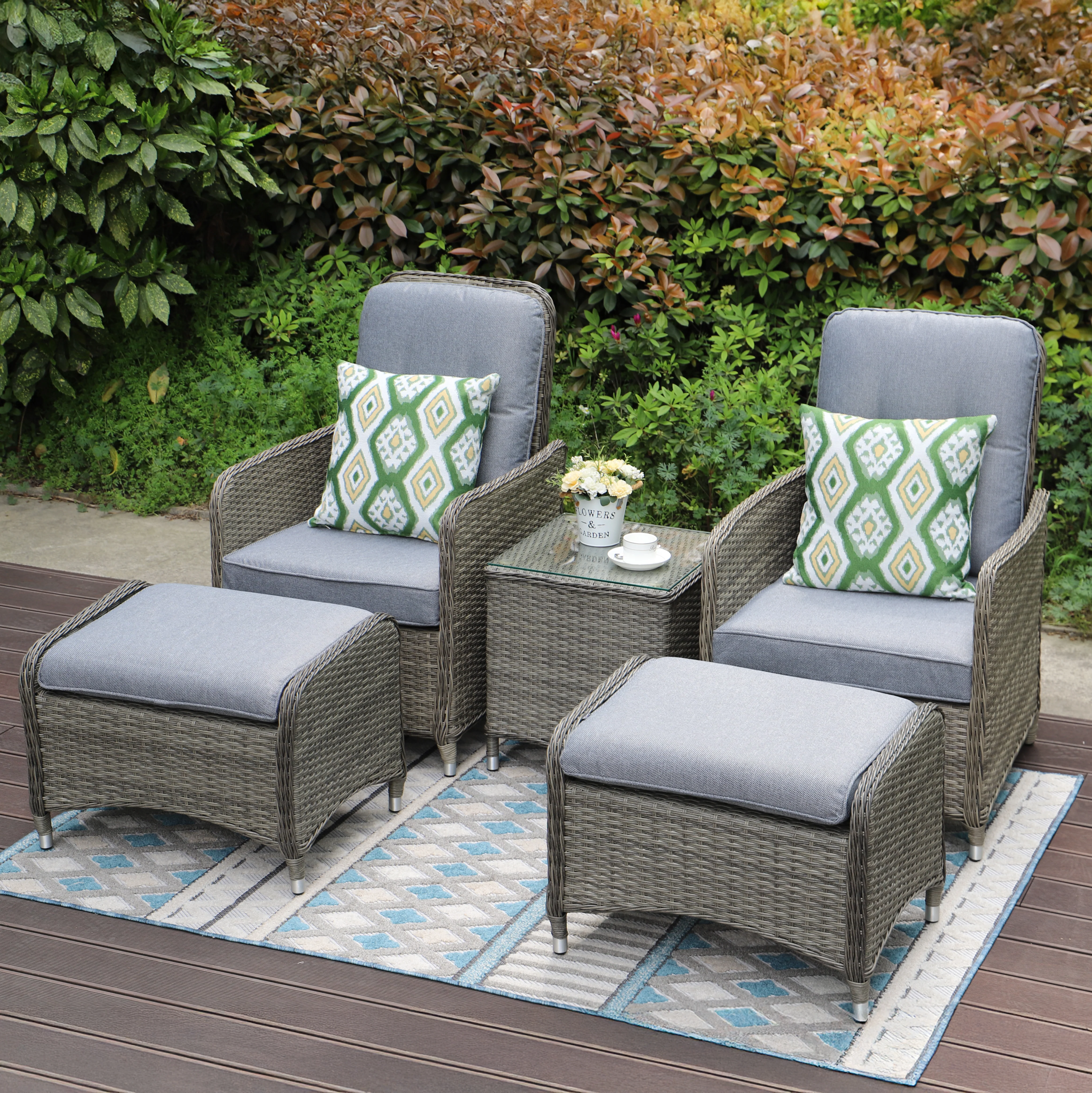 Milan Garden Reclining Lounge Companion Set - Image 2
