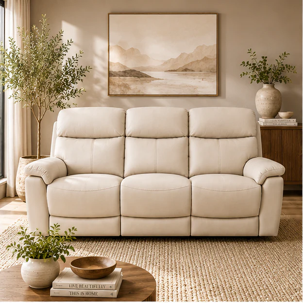 Nevara Oatmeal Reclining 3 Seater Sofa - Image 3