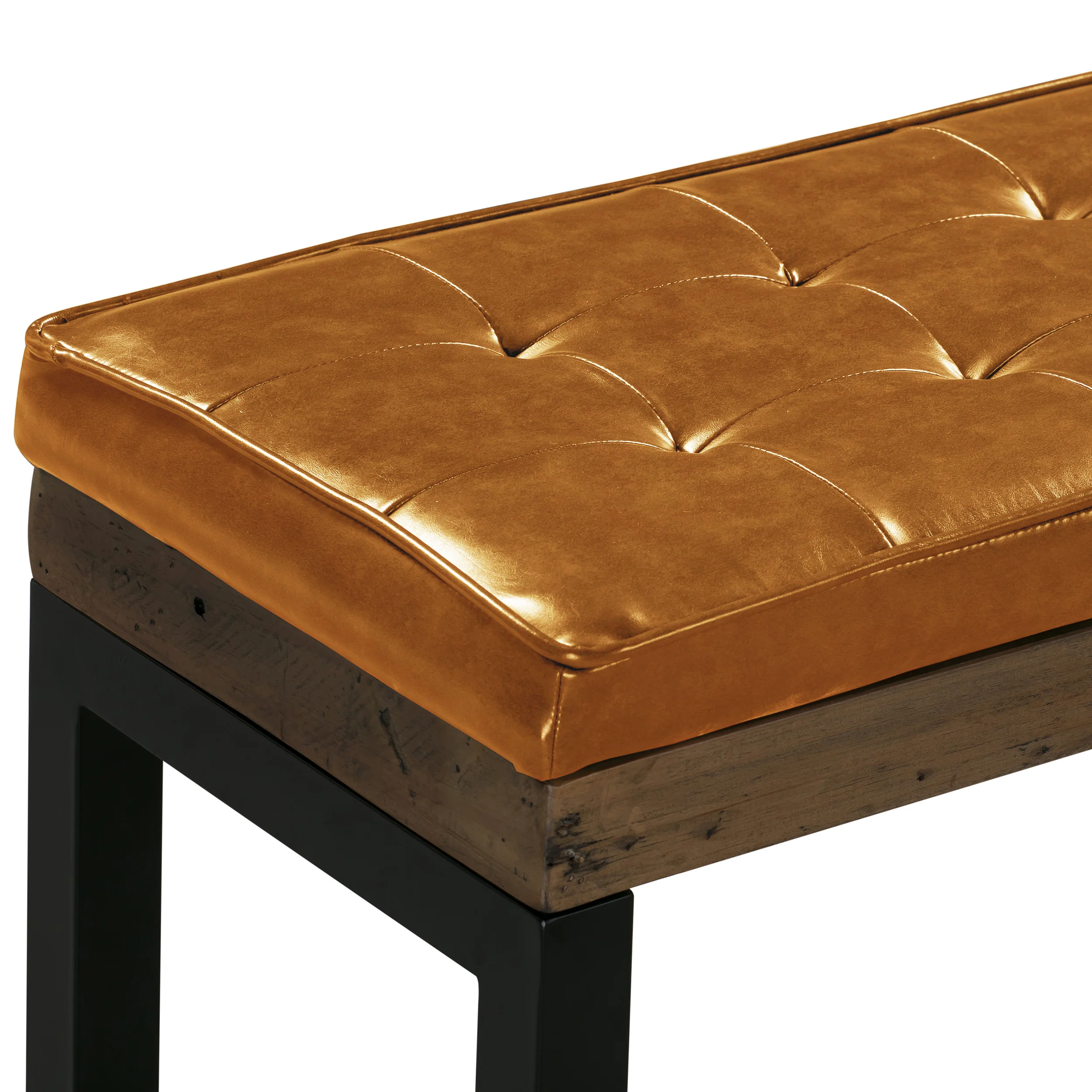 Nixon Faux Leather Small Bench Cushion | Vintage Tan - Image 4