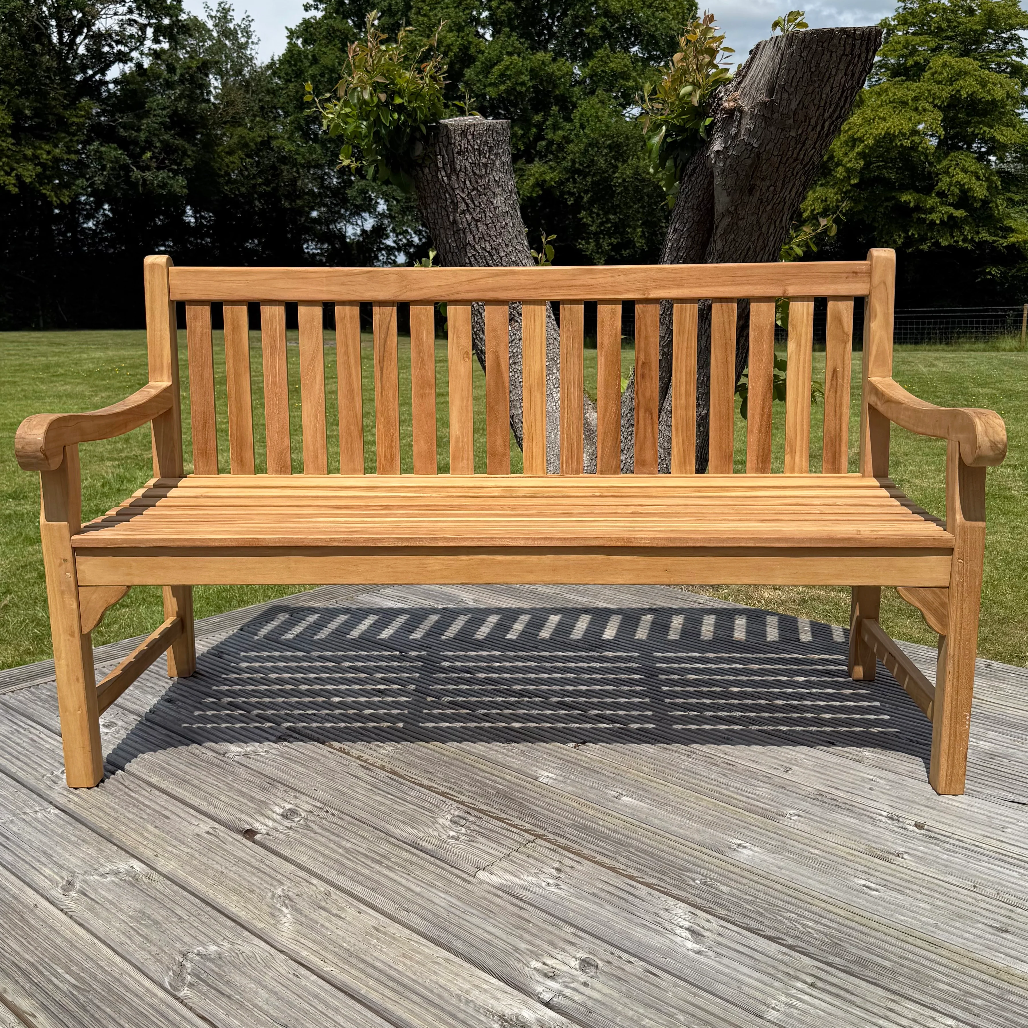 Westminster Large Teak Classic Garden Bench With Cushion - Image 4