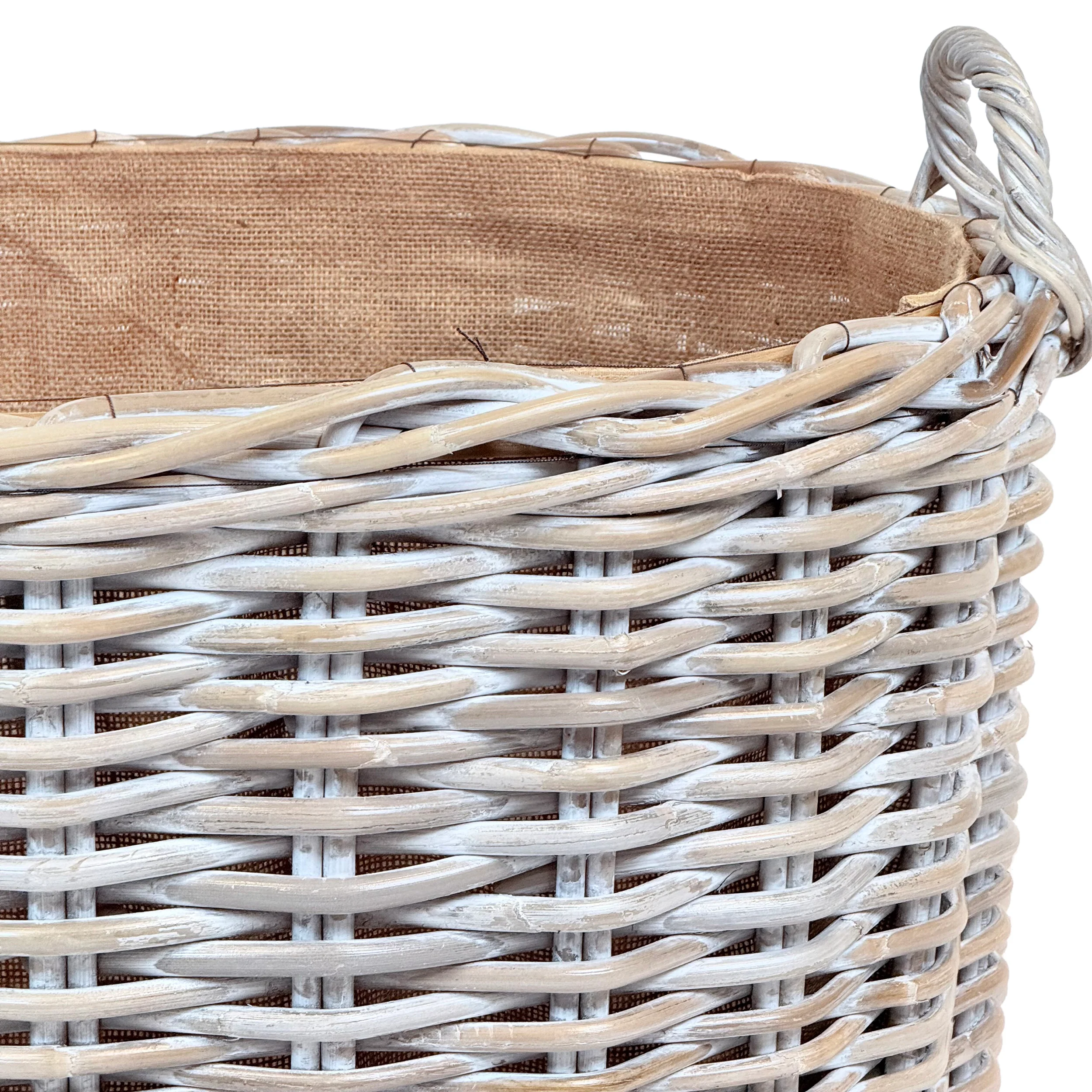 Whitewash Rattan Oval Wicker Storage Basket | Medium - Image 4