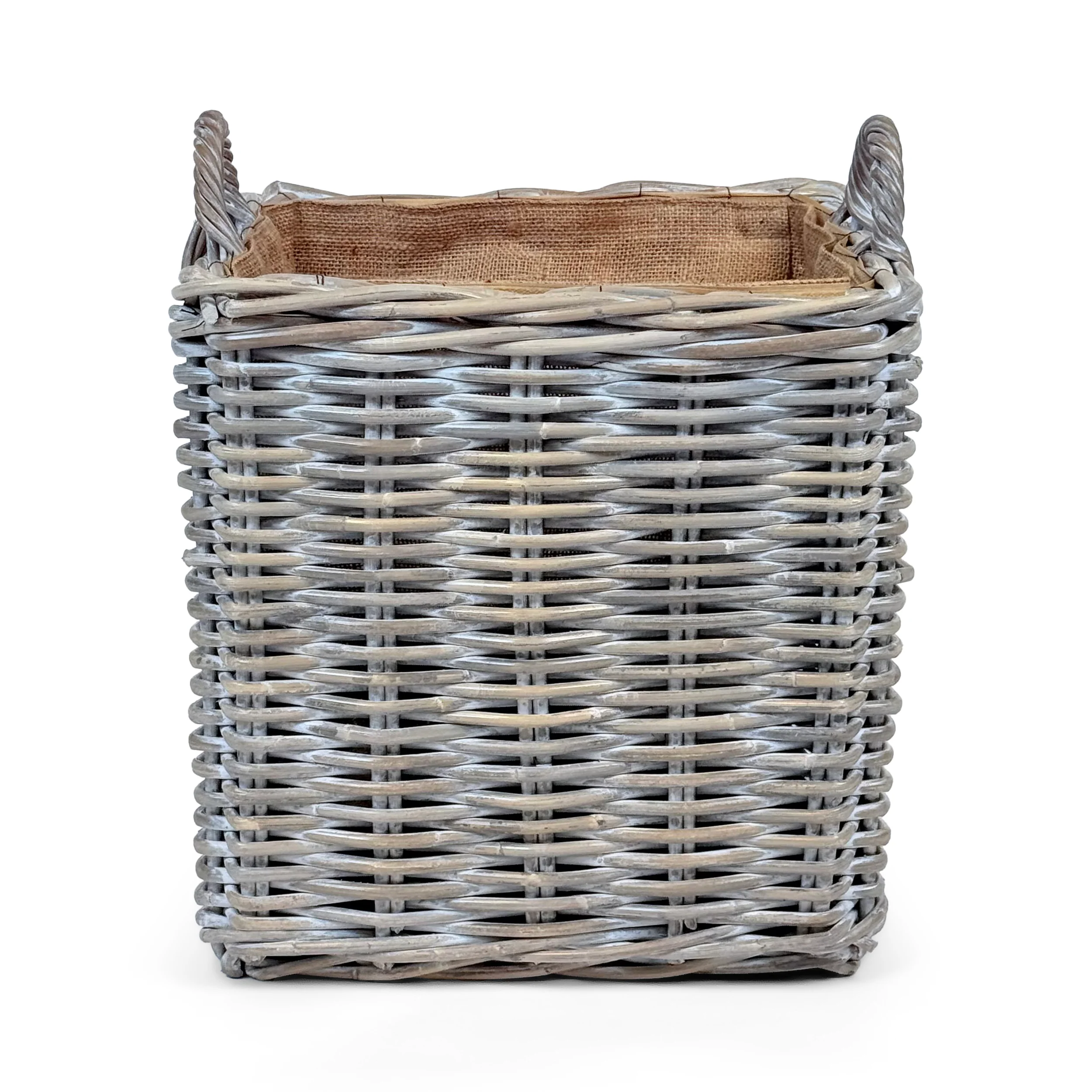 Whitewash Rattan Square Wicker Storage Basket | Small - Image 2
